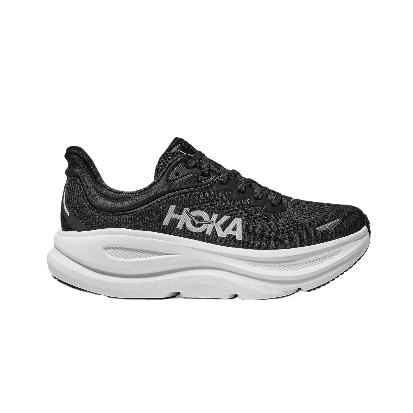 Hoka Bondi 9 Road Running Shoes - Black/White - Escape Menswear