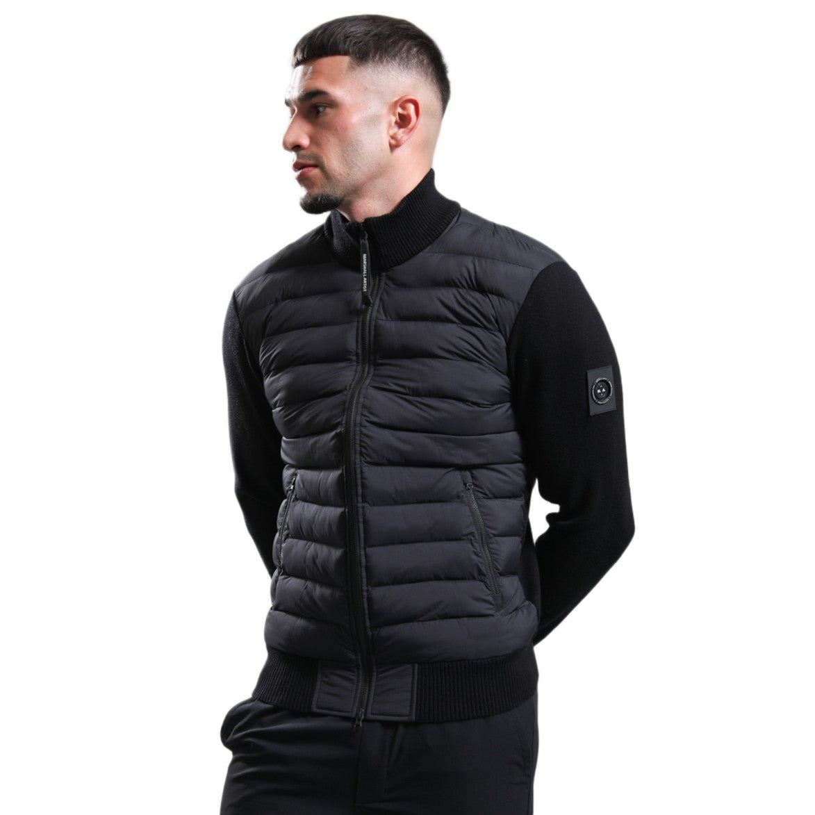 Marshall Artist Aldgate Hybrid Knit Jacket - 001 Black - Escape Menswear
