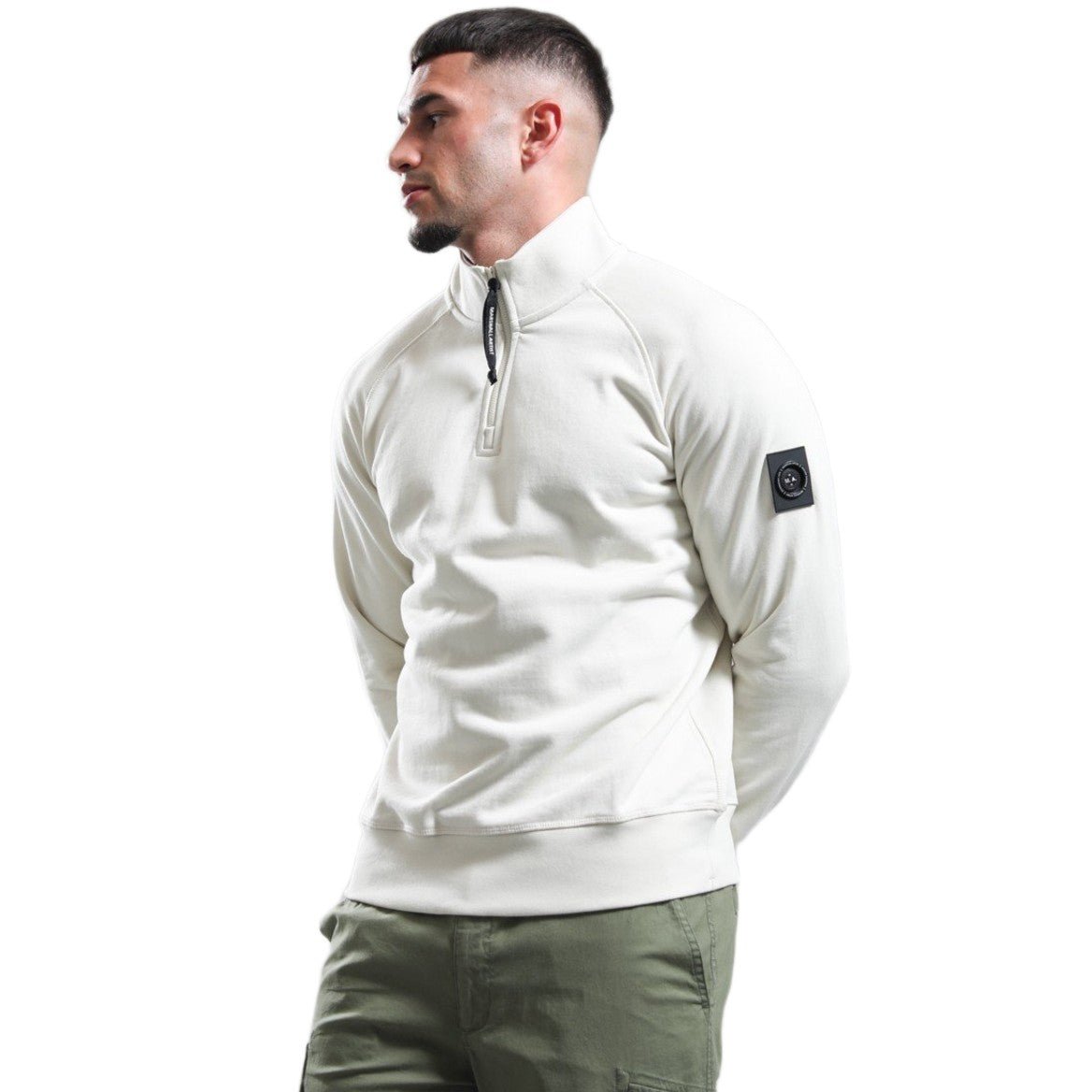 Marshall Artist Siren ¼ Zip Sweatshirt - 122 Silver Birch - Escape Menswear