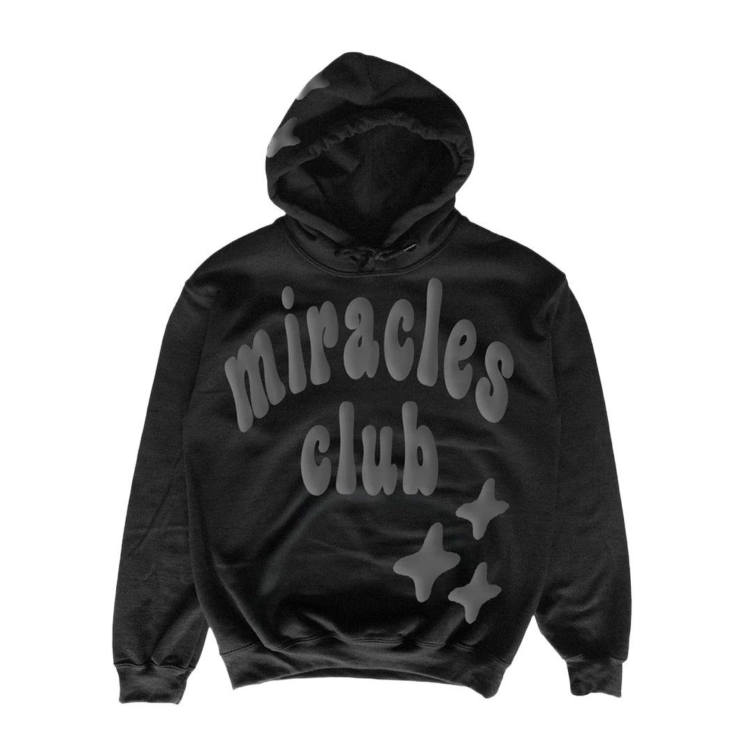 Miracles Puff Print Hoodie - Black - Escape Menswear