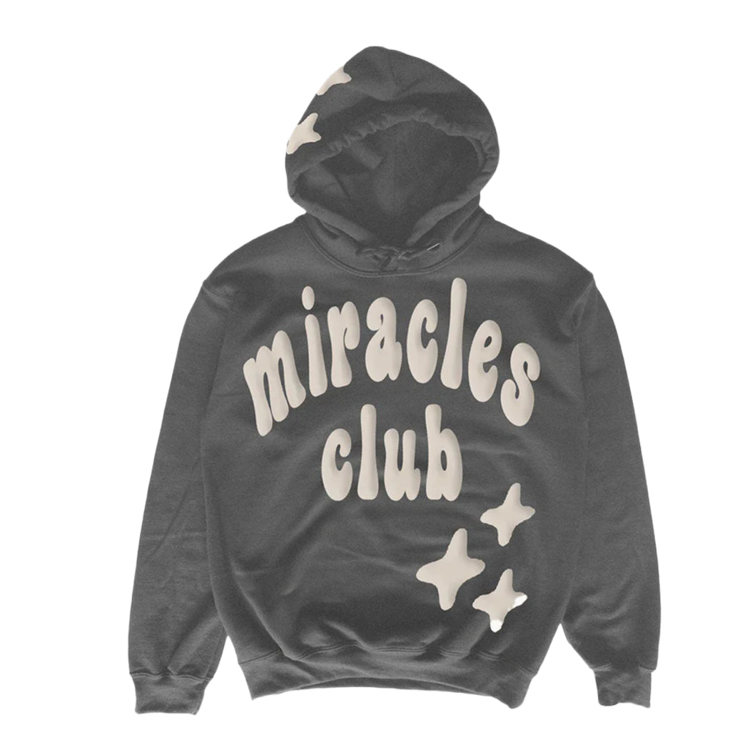Miracles Puff Print Hoodie - Gun Metal - Escape Menswear