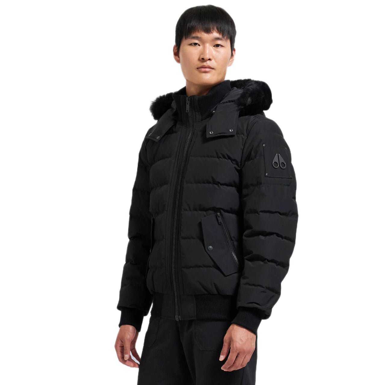 Moose Knuckles Onyx Scotchtown Shearling Bomber Jacket - 305 Black/Black - Escape Menswear