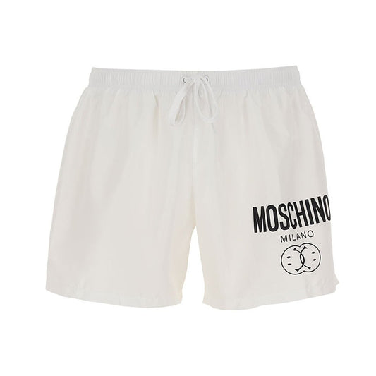 Moschino MOSC logo Swim Short - 1001 White - Escape Menswear