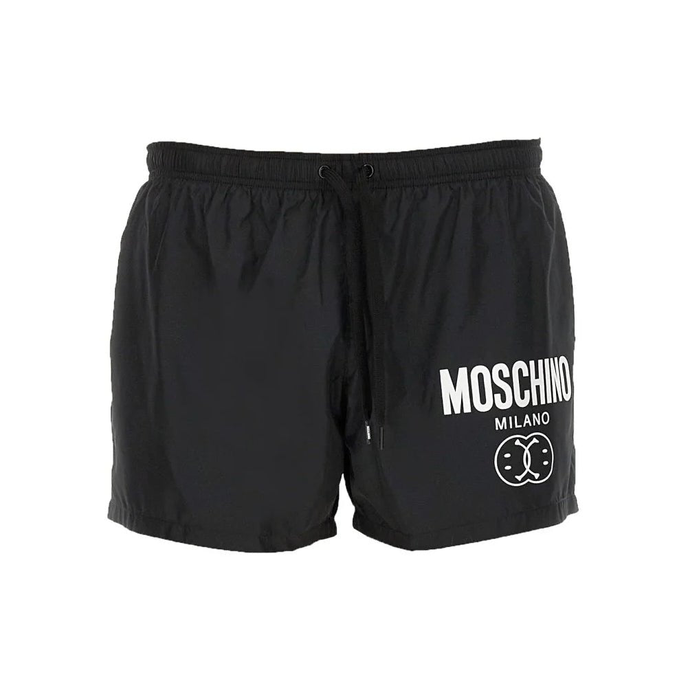 Moschino MOSC logo Swim Short - 555 Black - Escape Menswear