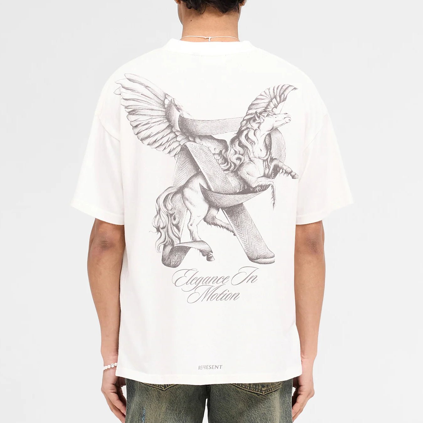 Represent Elegance In Motion T-Shirt - 72 Flat White - Escape Menswear