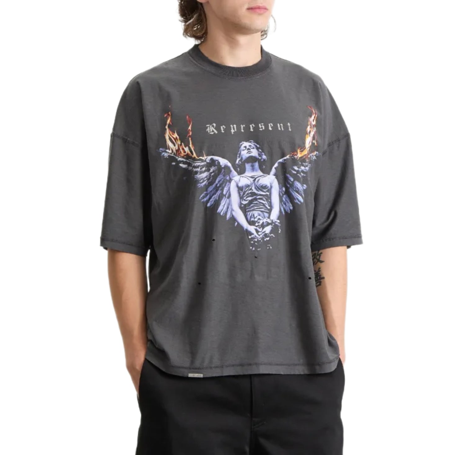 Represent Living Legacy Reversible T-Shirt - 46 Sun Fade Grey - Escape Menswear