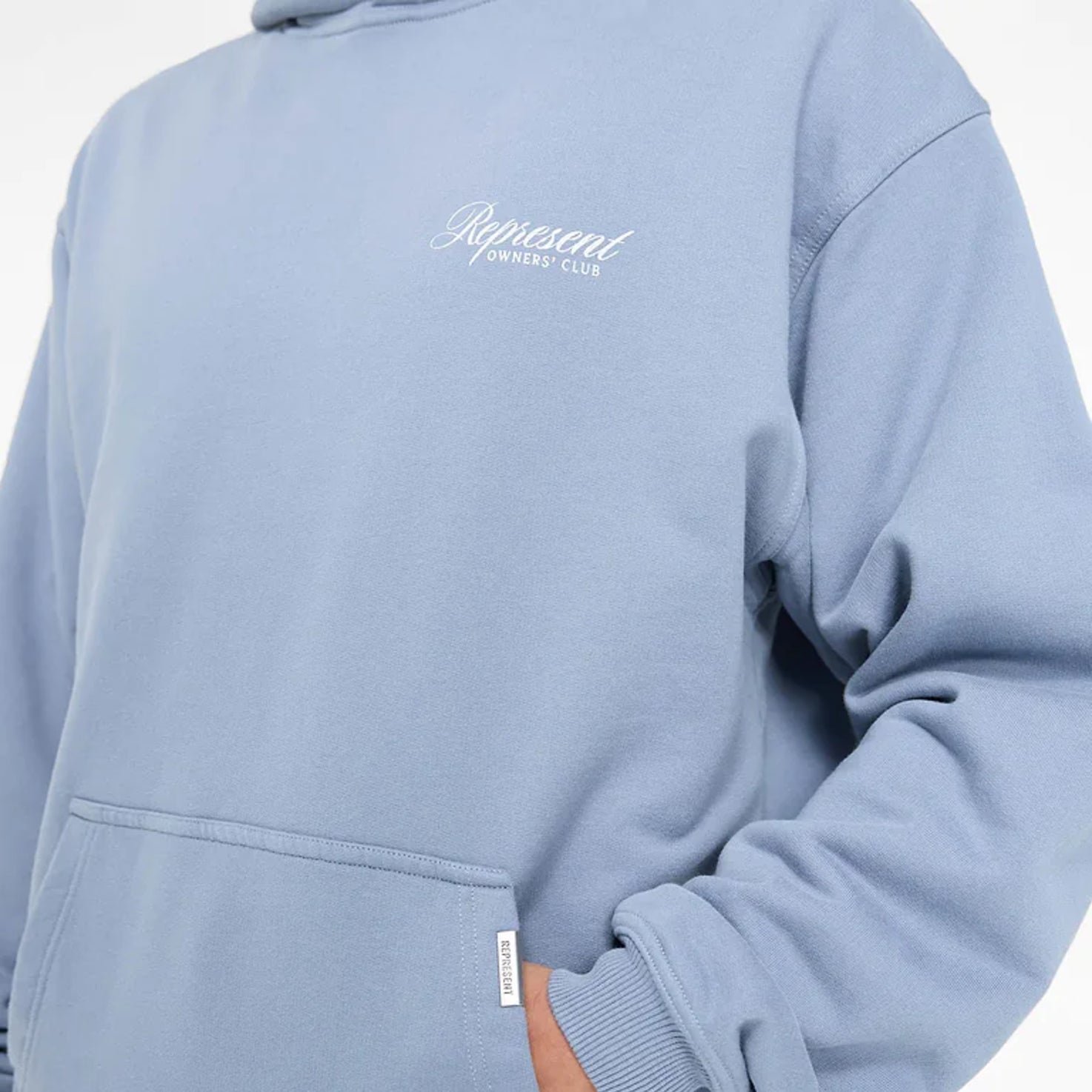 Represent Owners Club Script Hoodie - 008 Dusty Blue - Escape Menswear