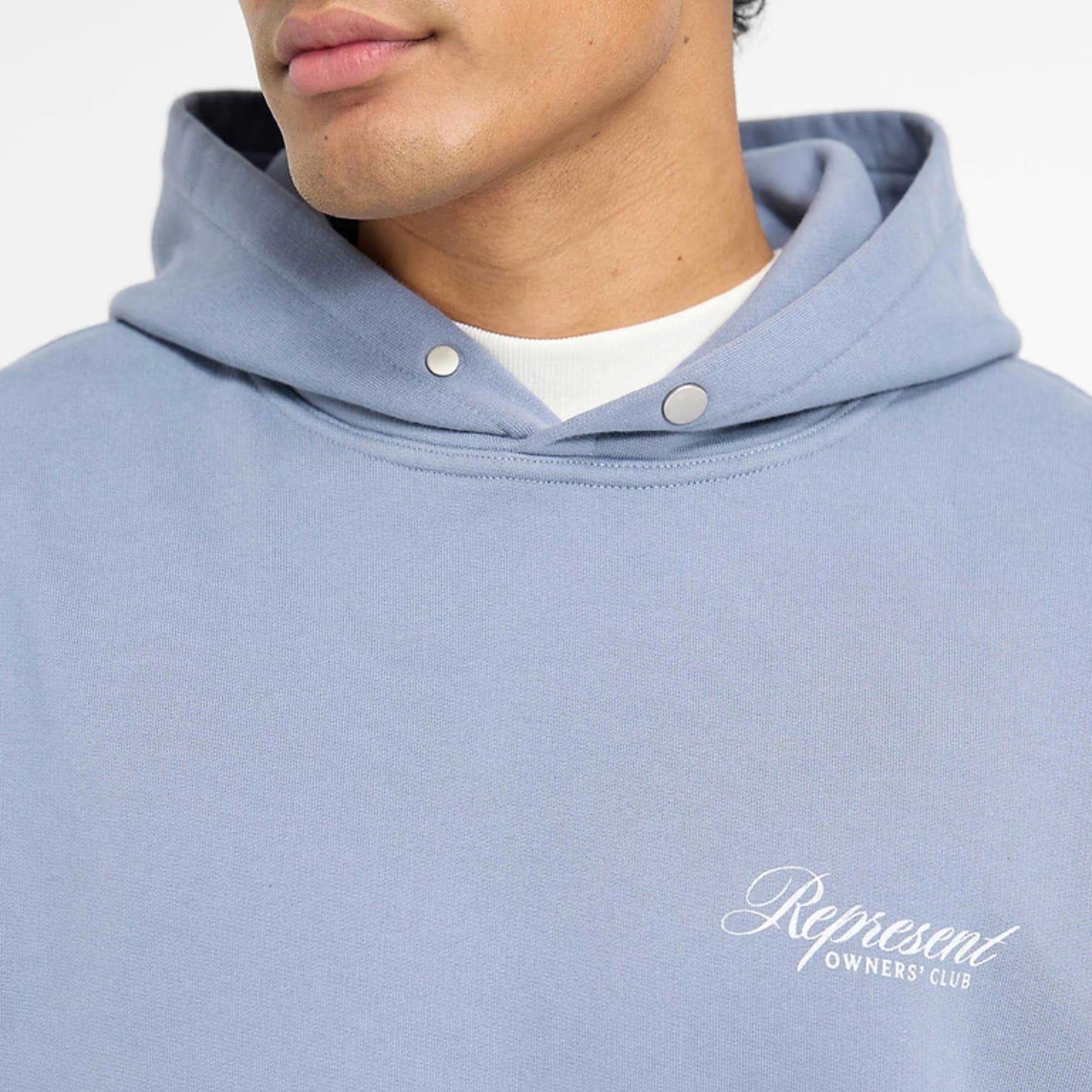 Represent Owners Club Script Hoodie - 008 Dusty Blue - Escape Menswear