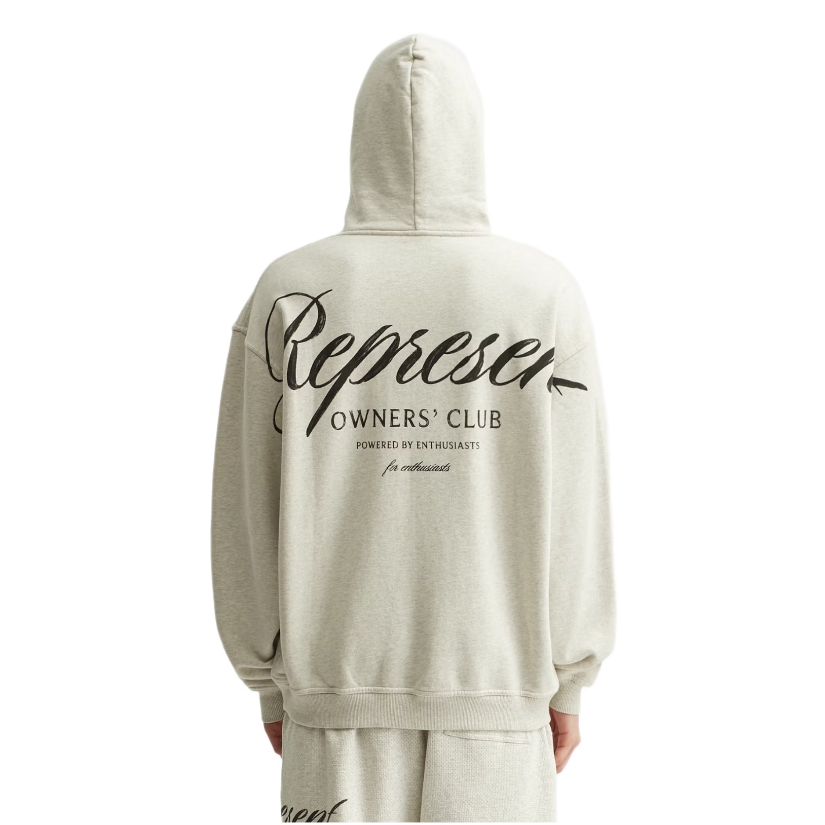 Represent Owners Club Script Hoodie - 30 Cream Marl - Escape Menswear