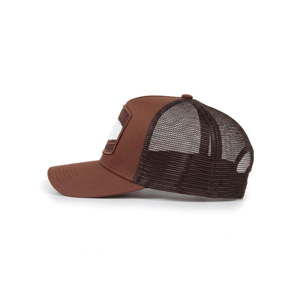 Societe Noir Marais Mesh Trucker Cap - Brown/White - Escape Menswear