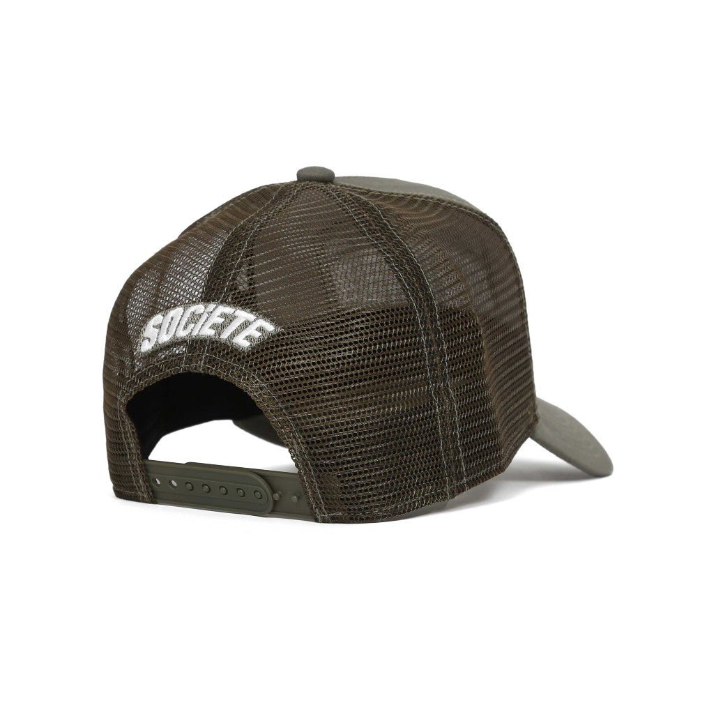 Societe Noir Marais Mesh Trucker Cap - Khaki/White - Escape Menswear