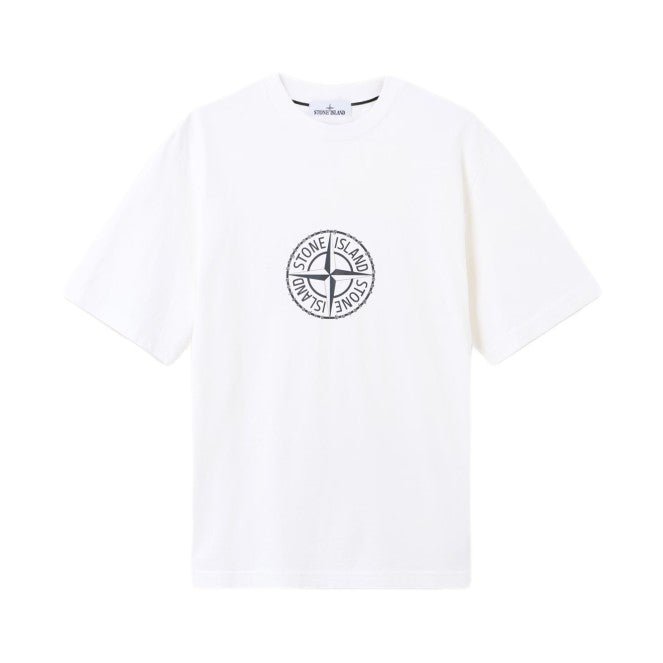 Stone Island All Around Compass Print T-Shirt - 001 White - Escape Menswear