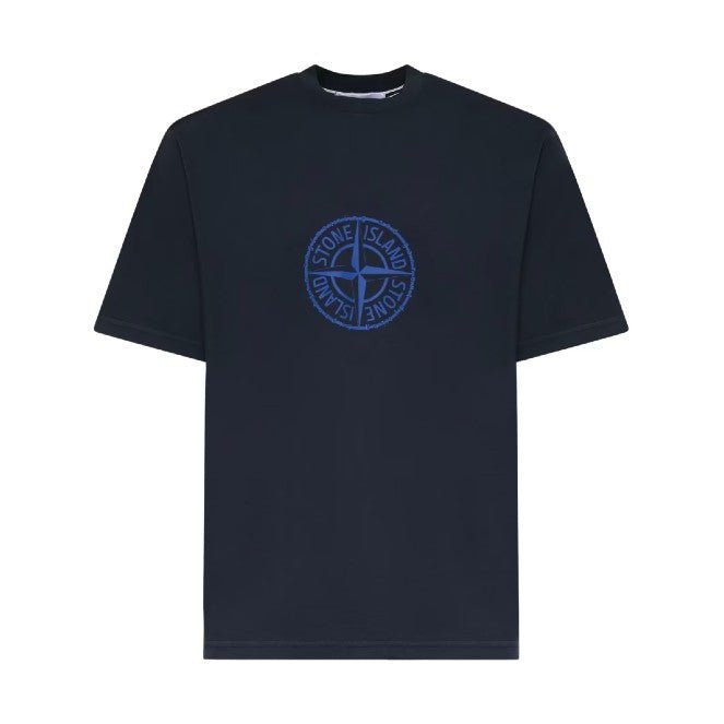 Stone Island All Around Compass Print T-Shirt - 020 Navy Blue - Escape Menswear