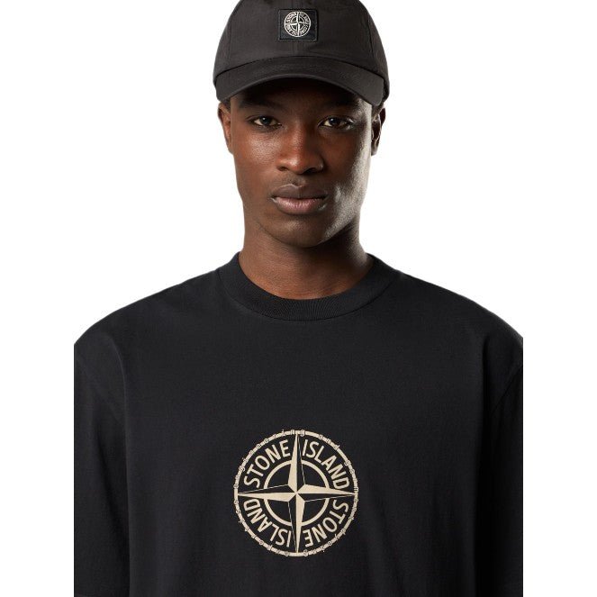 Stone Island All Around Compass Print T-Shirt - 029 Black - Escape Menswear