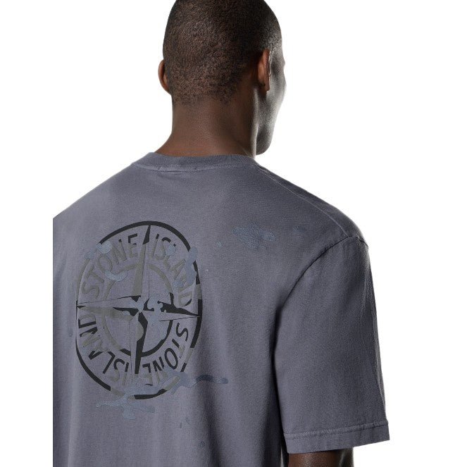 Stone Island Camo Compass Print T-Shirt - 02D Blue Grey - Escape Menswear