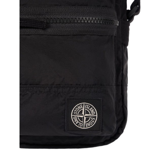 Stone Island Coated Nylon Crossbody Bag - 029 Black - Escape Menswear