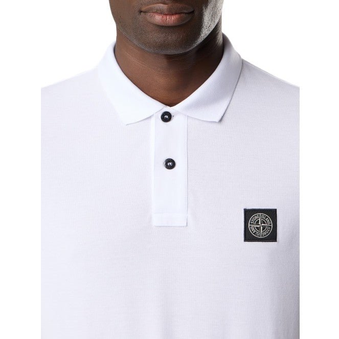 Stone Island Compass Patch Polo Shirt - 001 White - Escape Menswear