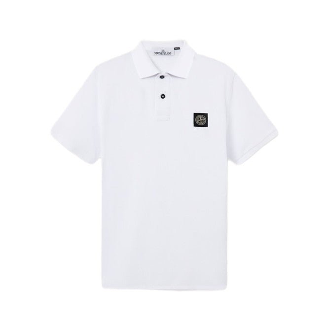 Stone Island Compass Patch Polo Shirt - 001 White - Escape Menswear