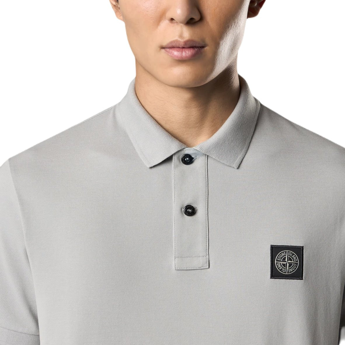 Stone Island Compass Patch Polo Shirt - V0061 Pearl Grey - Escape Menswear