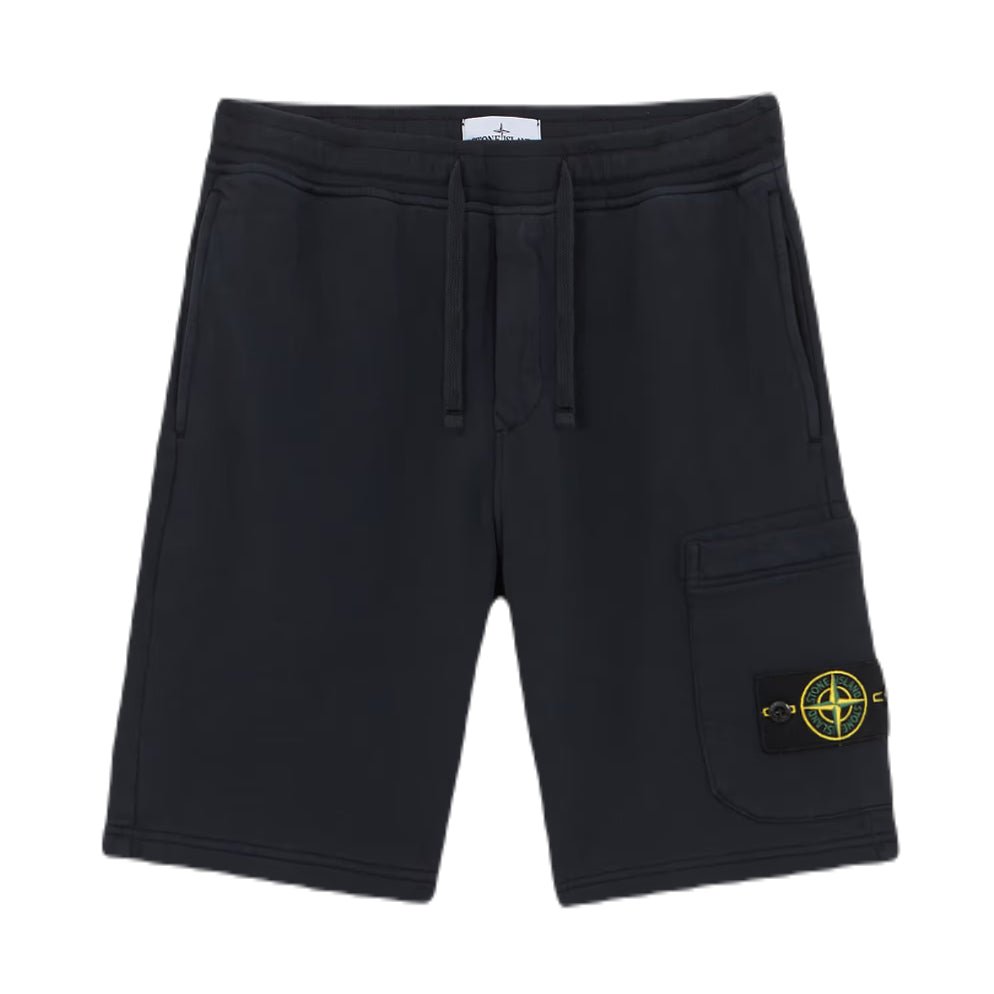Stone Island Cotton Fleece Cargo Bermuda Shorts - V0020 Navy Blue - Escape Menswear