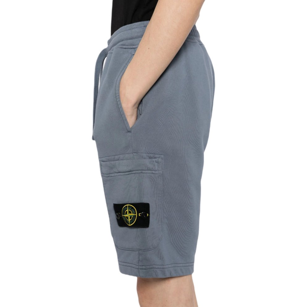 Stone Island Cotton Fleece Cargo Bermuda Shorts - V0024 Avio Blue - Escape Menswear