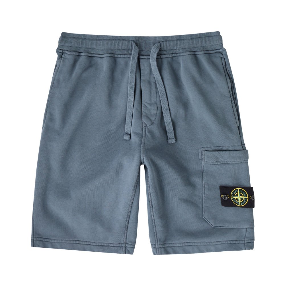 Stone Island Cotton Fleece Cargo Bermuda Shorts - V0024 Avio Blue - Escape Menswear