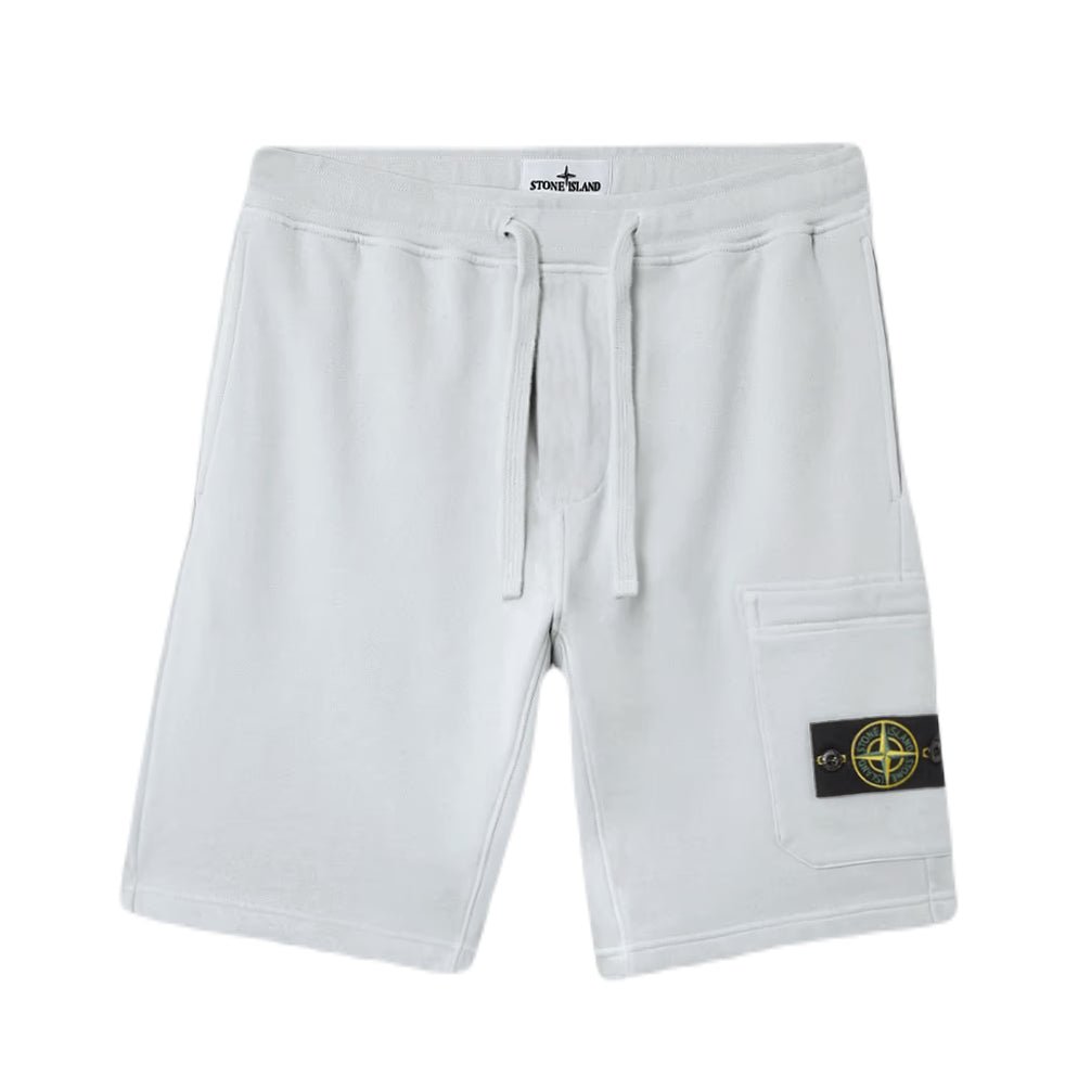 Stone Island Cotton Fleece Cargo Bermuda Shorts - V0041 Sky Blue - Escape Menswear