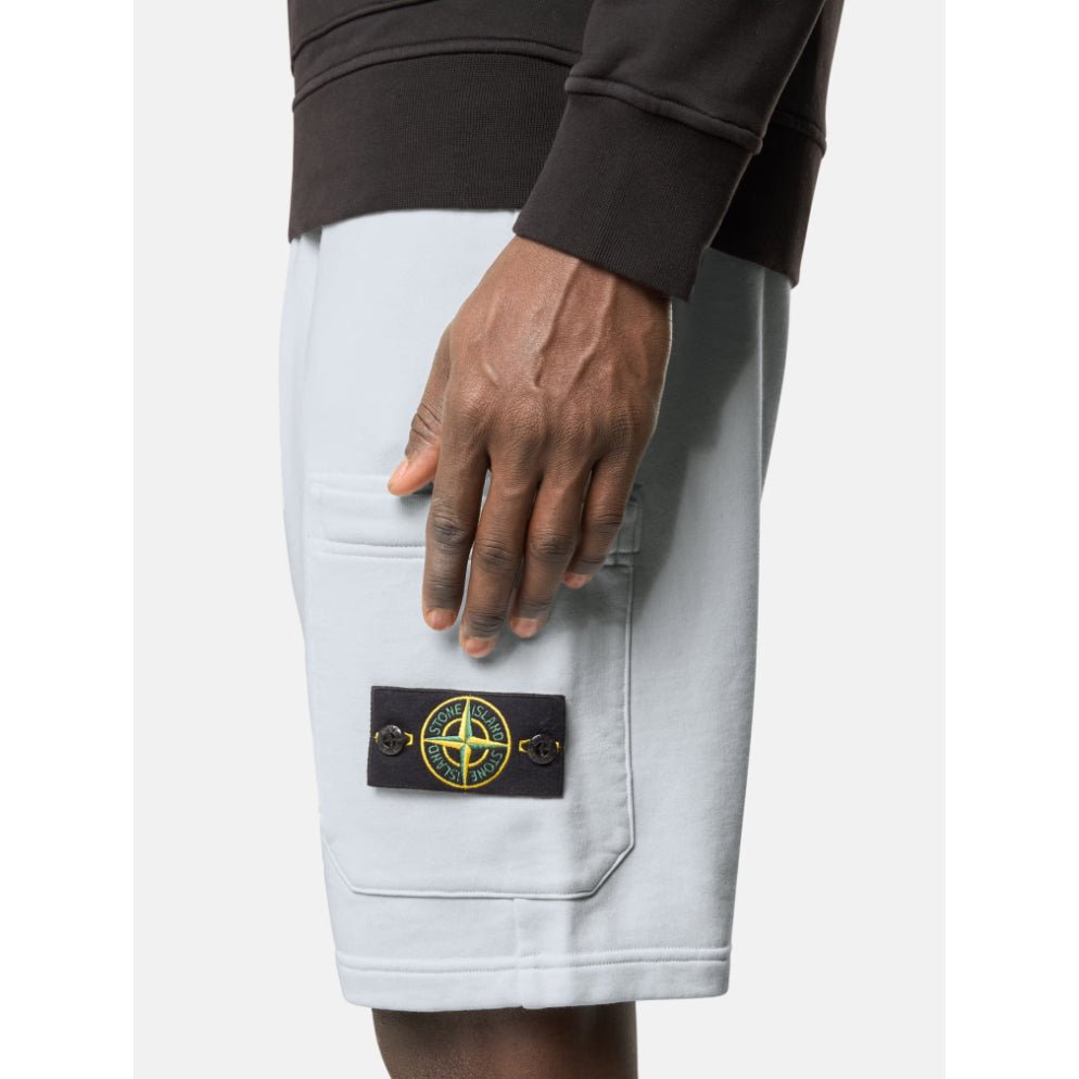 Stone Island Cotton Fleece Cargo Bermuda Shorts - V0041 Sky Blue - Escape Menswear