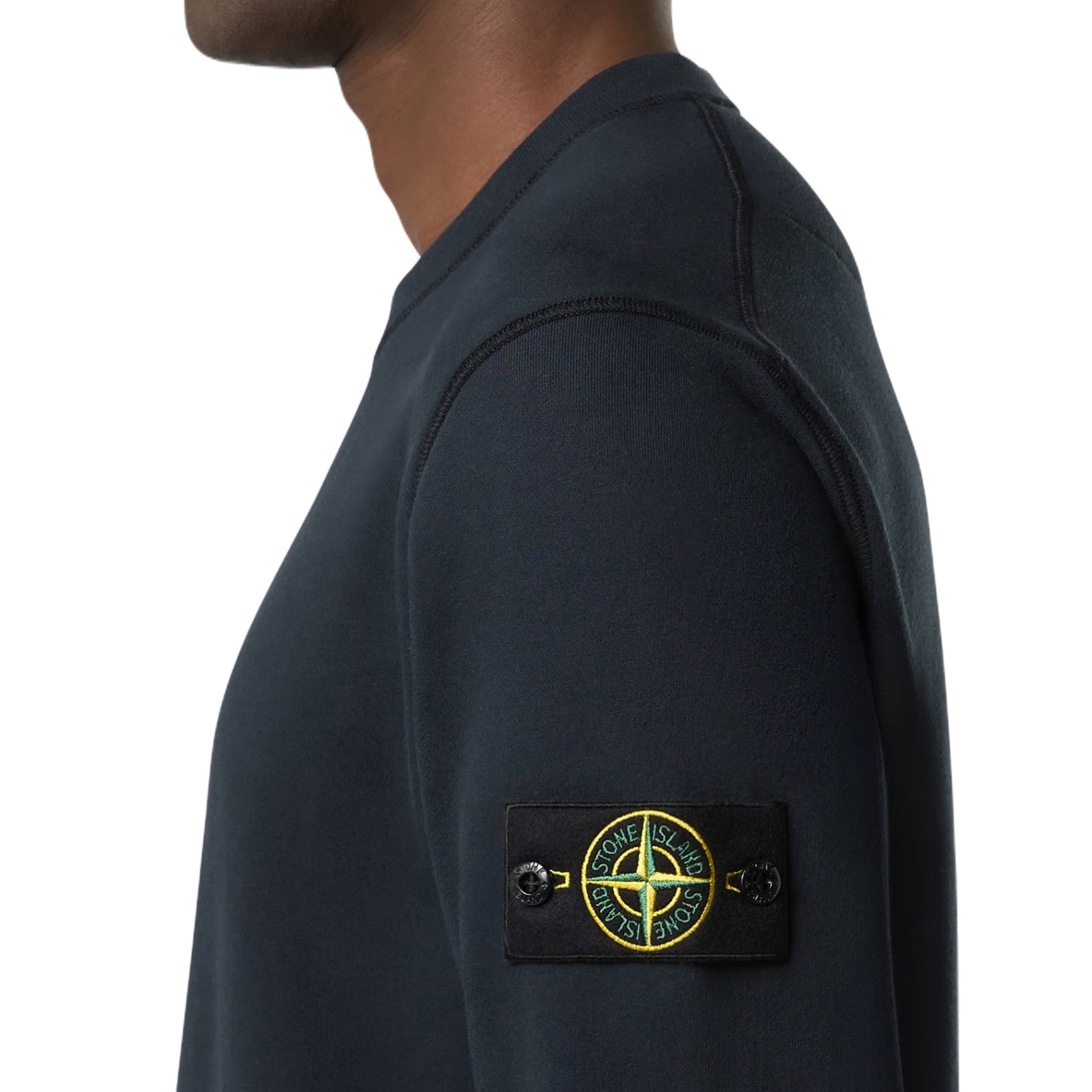 Stone Island Cotton Fleece Sweatshirt - V0020 Navy Blue - Escape Menswear