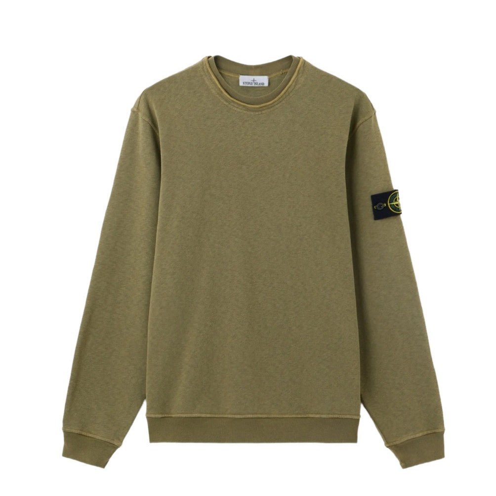 Stone Island Malfile Fleece Old Effect Sweatshirt - 05G Military Green - Escape Menswear