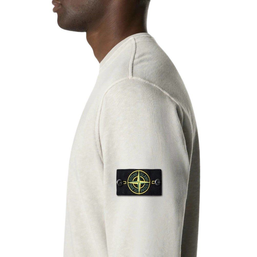 Stone Island Malfile Fleece Old Effect Sweatshirt - 161 Pearl Grey - Escape Menswear