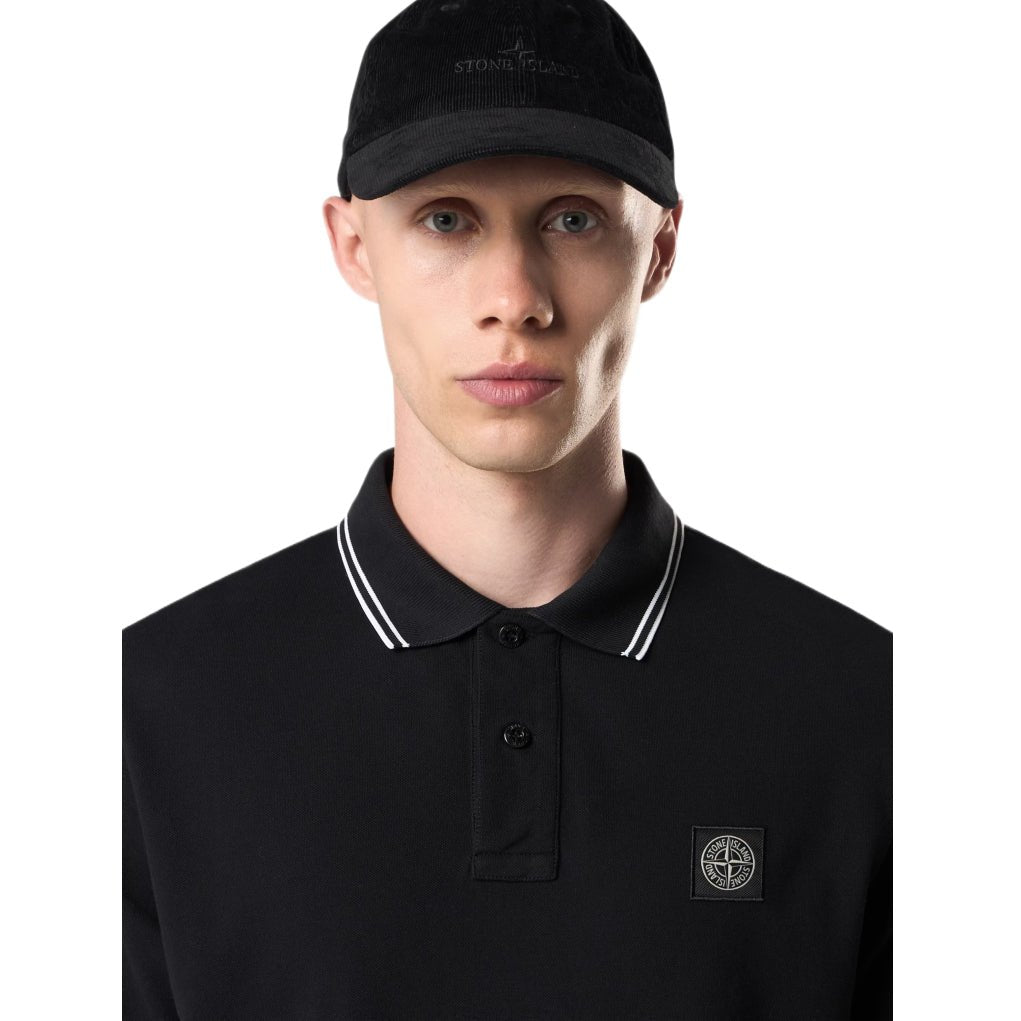 Stone Island Patch Tipped Polo Shirt - V0029 Black - Escape Menswear