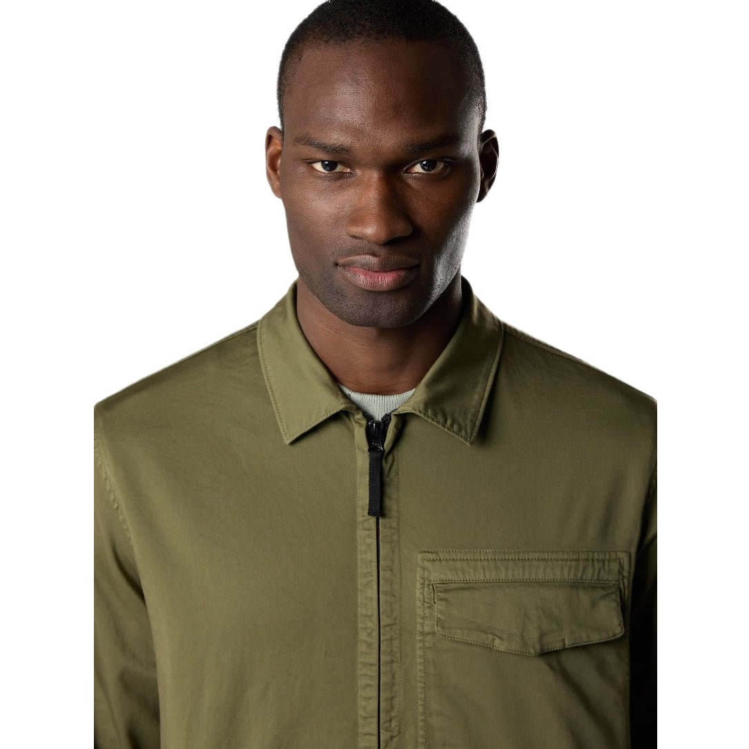 Stone Island Stretch Cotton Overshirt - V005G Military Green - Escape Menswear