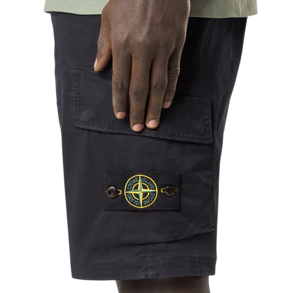 Stone Island Stretch Twill 'OLD' Effect Bermuda Shorts - V0120 Navy Blue - Escape Menswear