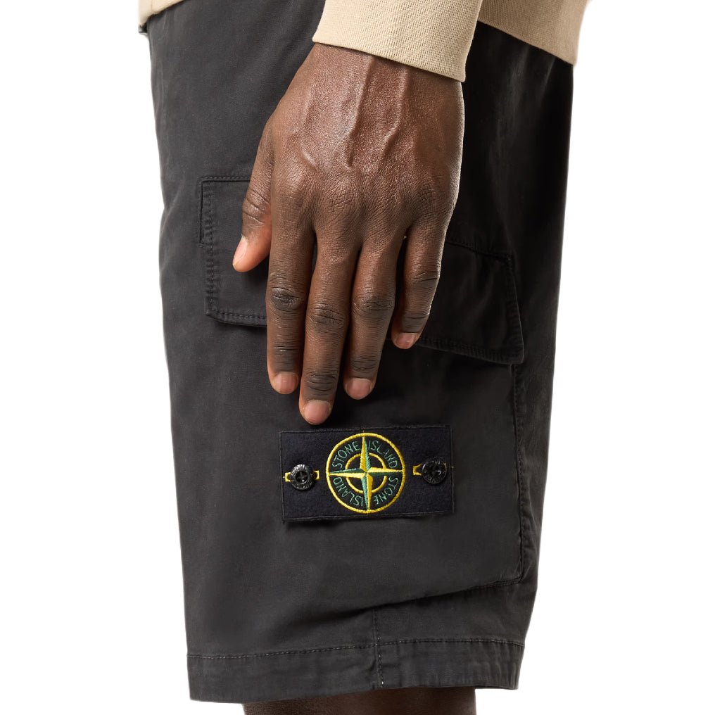 Stone Island Stretch Twill 'OLD' Effect Bermuda Shorts - V0129 Black - Escape Menswear