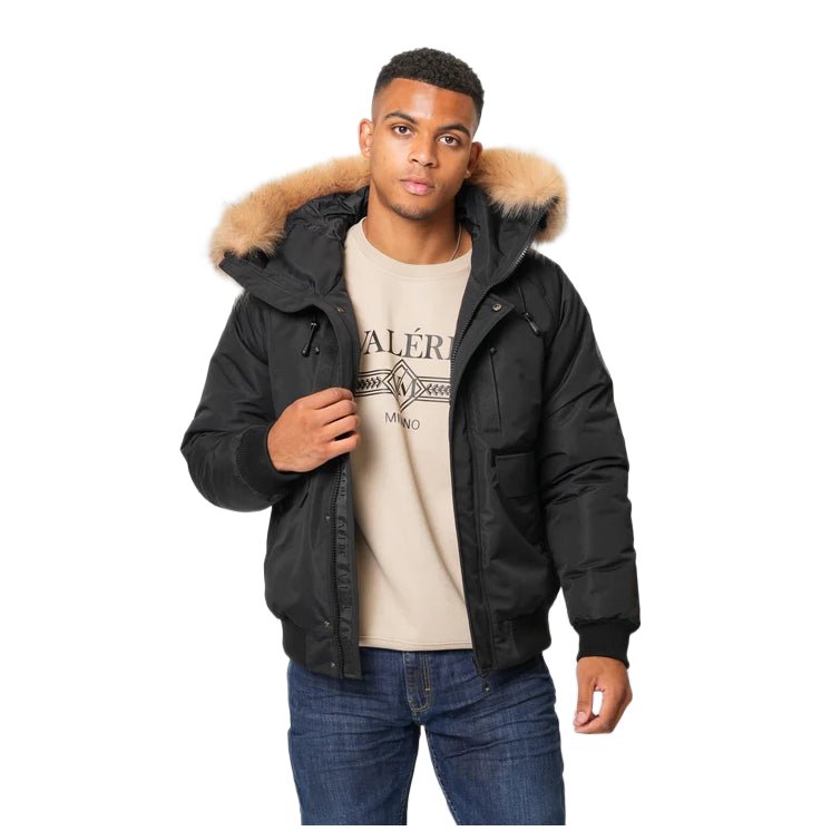 Valere Flight Short Parka Jacket - Black - Escape Menswear