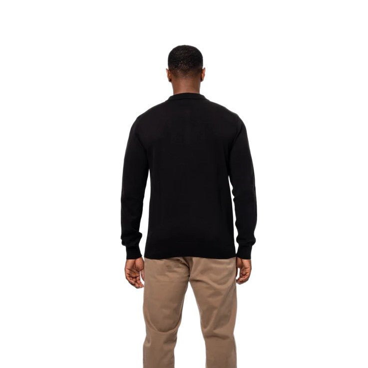 Valere Luxe Premium Long Sleeve Knit Polo - Black - Escape Menswear