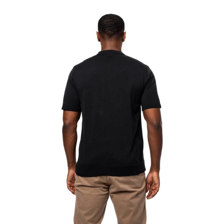 Valere Luxe Premium Short Sleeve Knit Polo - Black - Escape Menswear