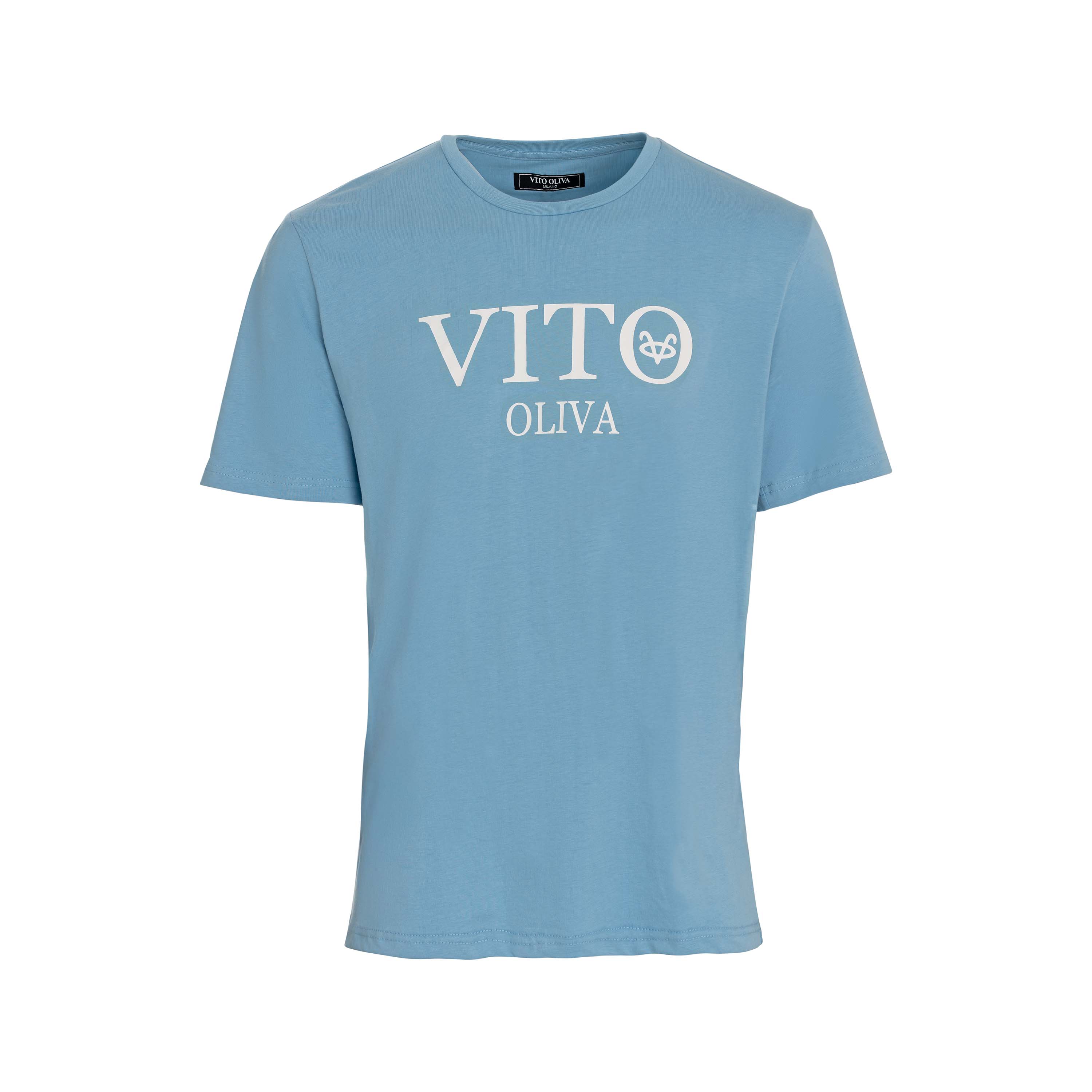 Vito Oliva Classic Logo Extra Slim T-Shirt - 004 Sky Blue - Escape Menswear