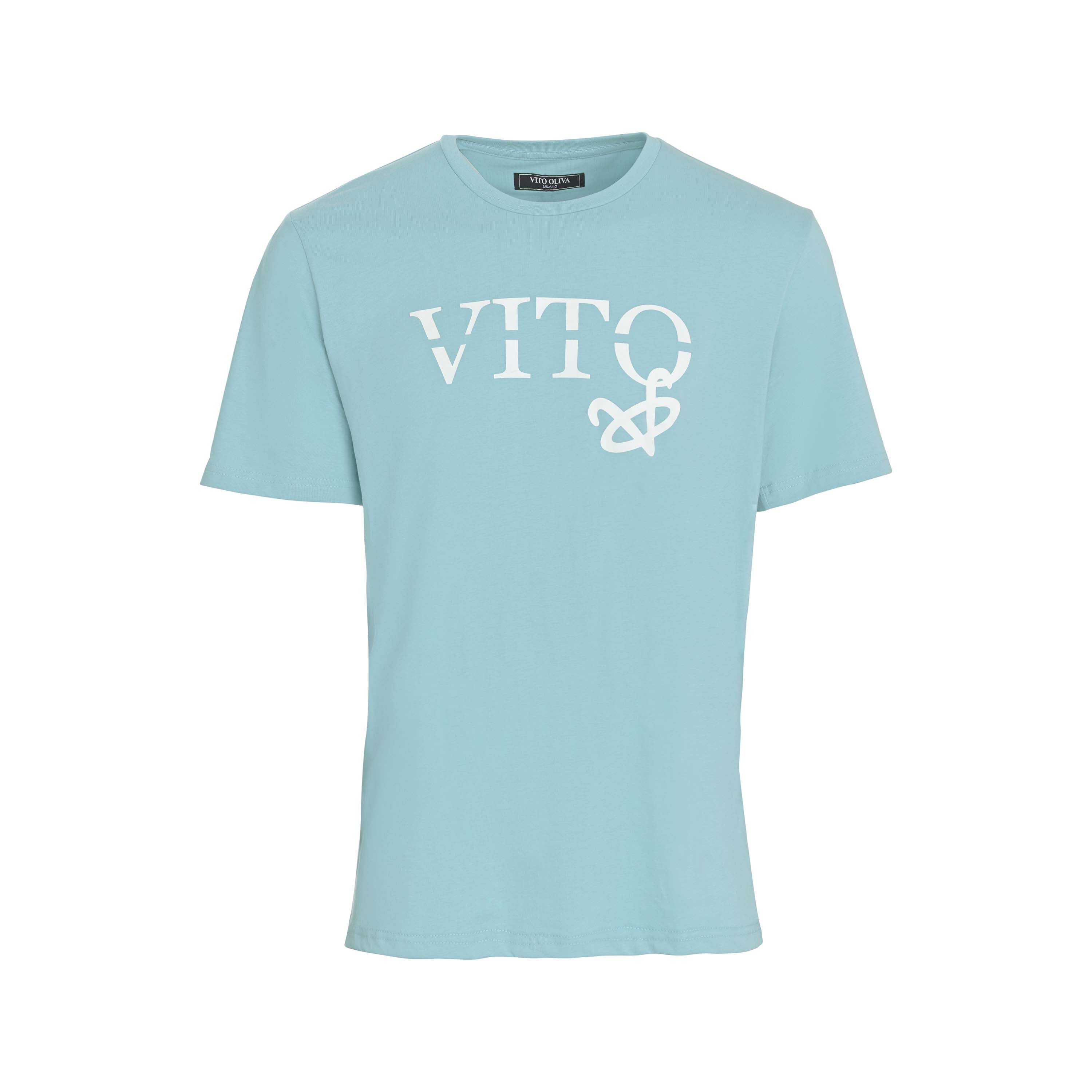 Vito Oliva Classic Logo Extra Slim T-Shirt - 009 Light Blue - Escape Menswear