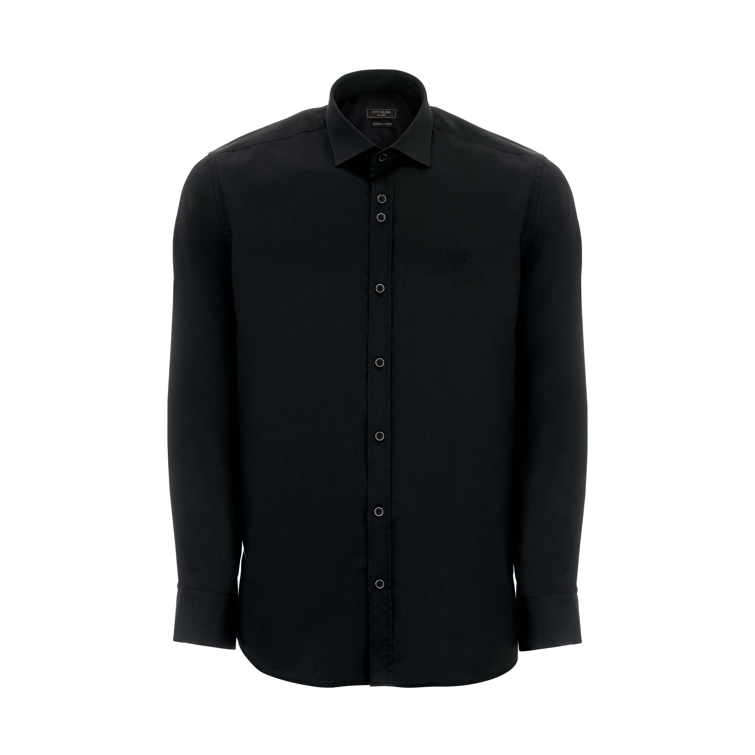 Vito Oliva Classic Long Sleeve Shirt - Black - Escape Menswear