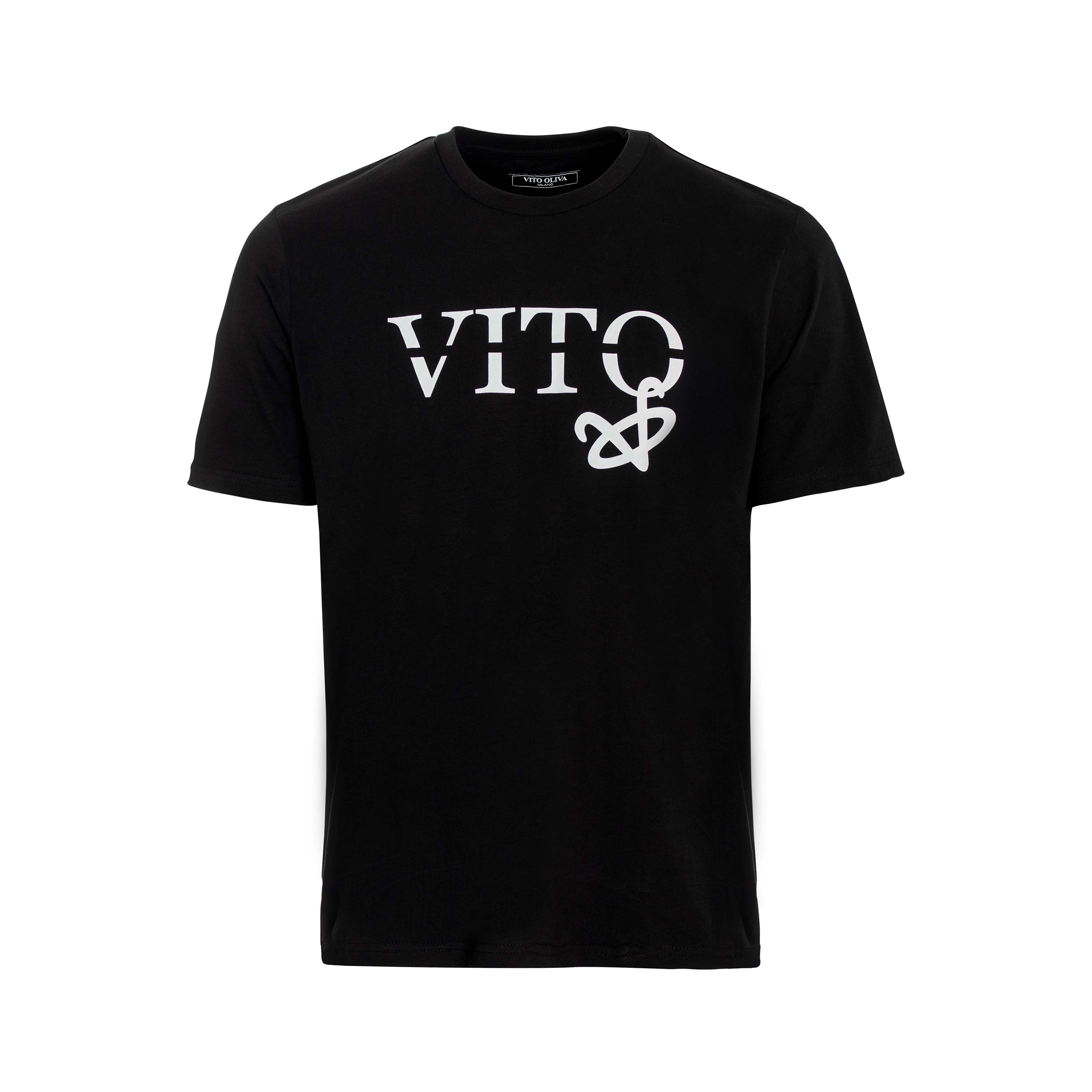 Vito Oliva Hanging Logo Extra Slim T-Shirt - 001 Black - Escape Menswear