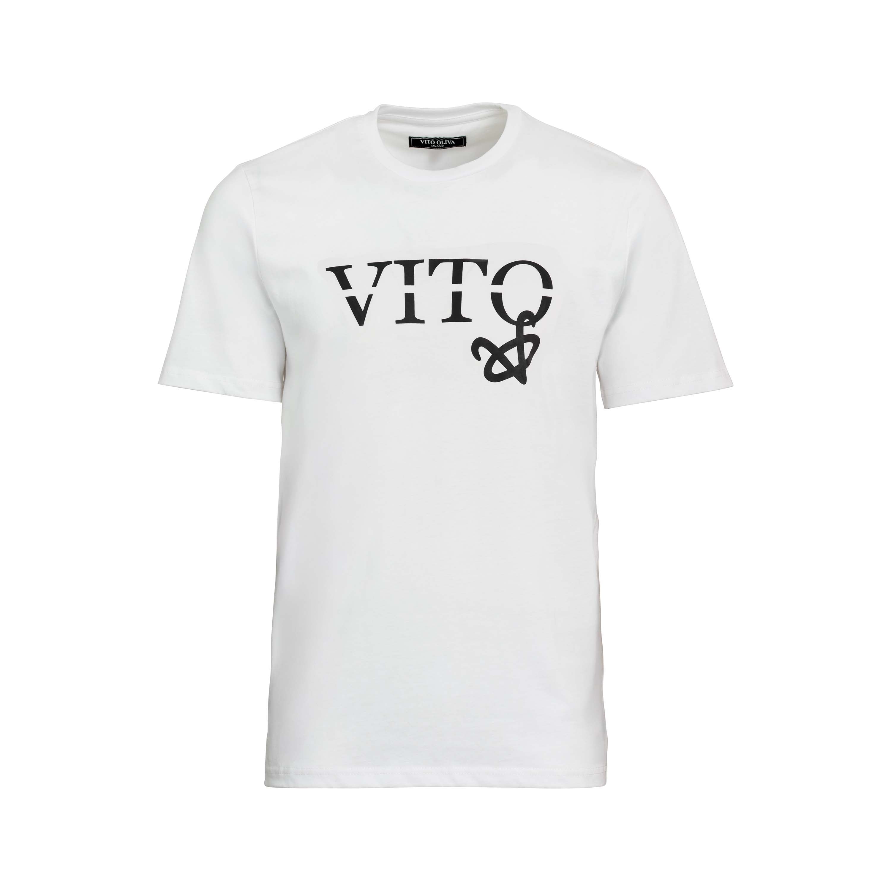 Vito Oliva Hanging Logo Extra Slim T-Shirt - 002 White - Escape Menswear
