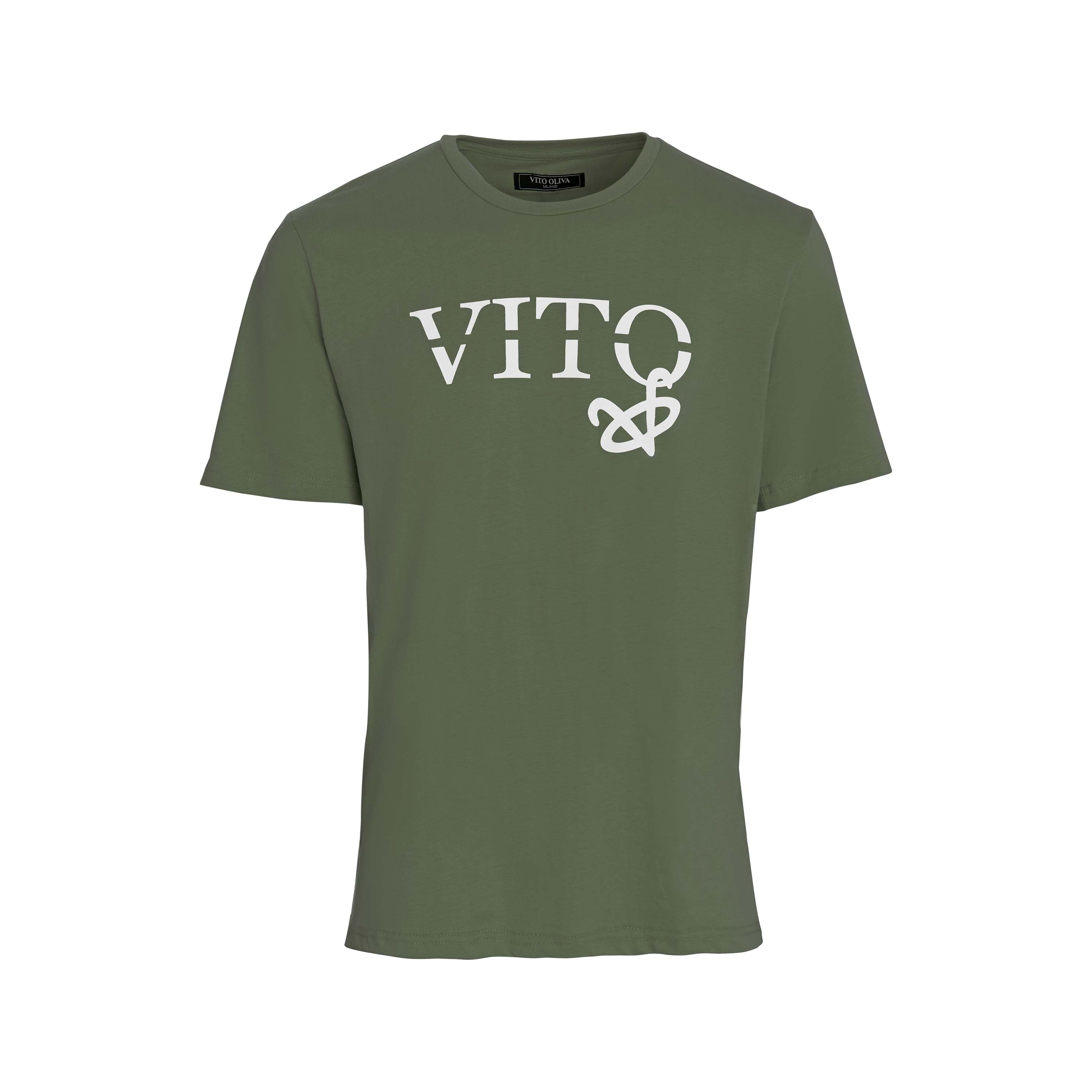 Vito Oliva Hanging Logo Extra Slim T-Shirt - 005 Olive - Escape Menswear