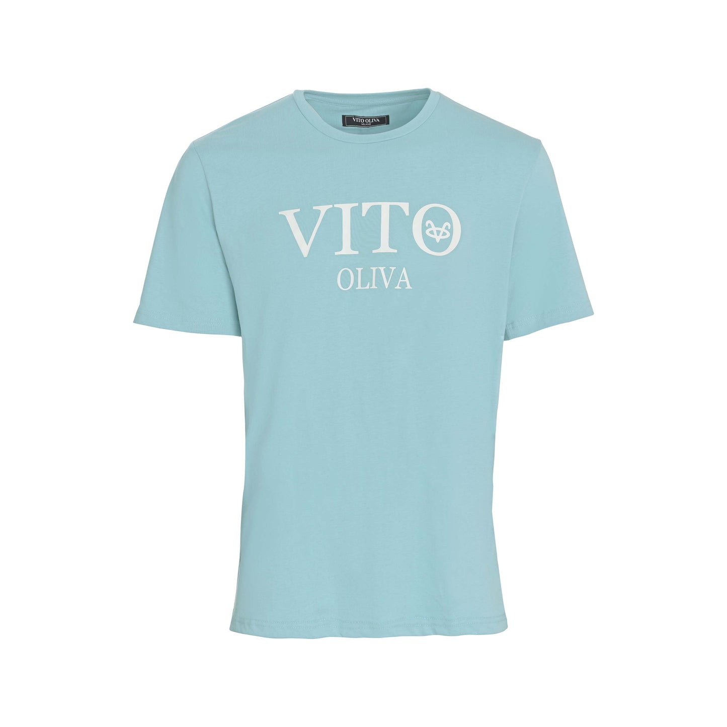 Vito Oliva Hanging Logo Extra Slim T-Shirt - 009 Light Blue - Escape Menswear