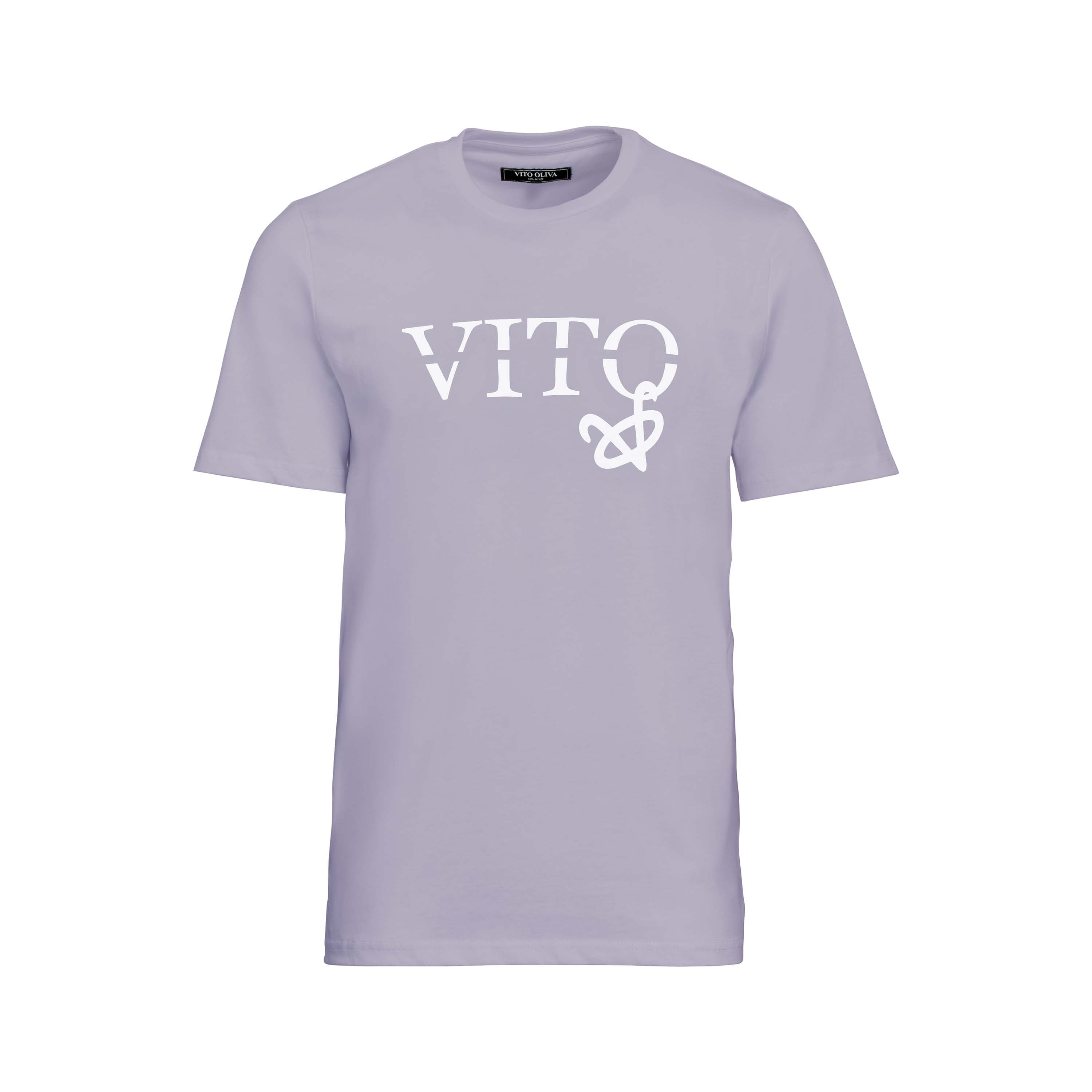 Vito Oliva Hanging Logo Extra Slim T-Shirt - 100 Lilac - Escape Menswear