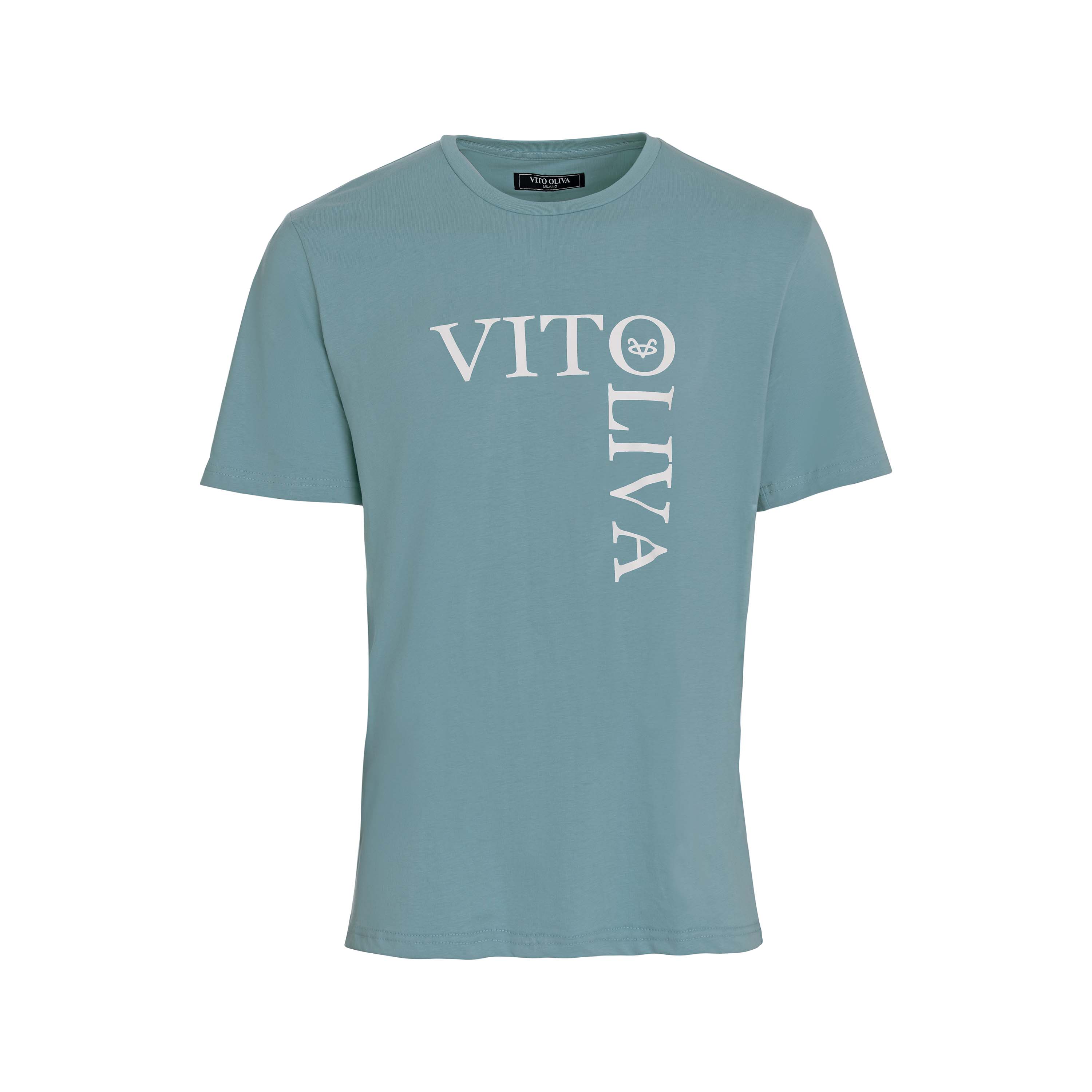 Vito Oliva Vertical Logo Extra Slim T-Shirt - 008 Airforce Blue - Escape Menswear