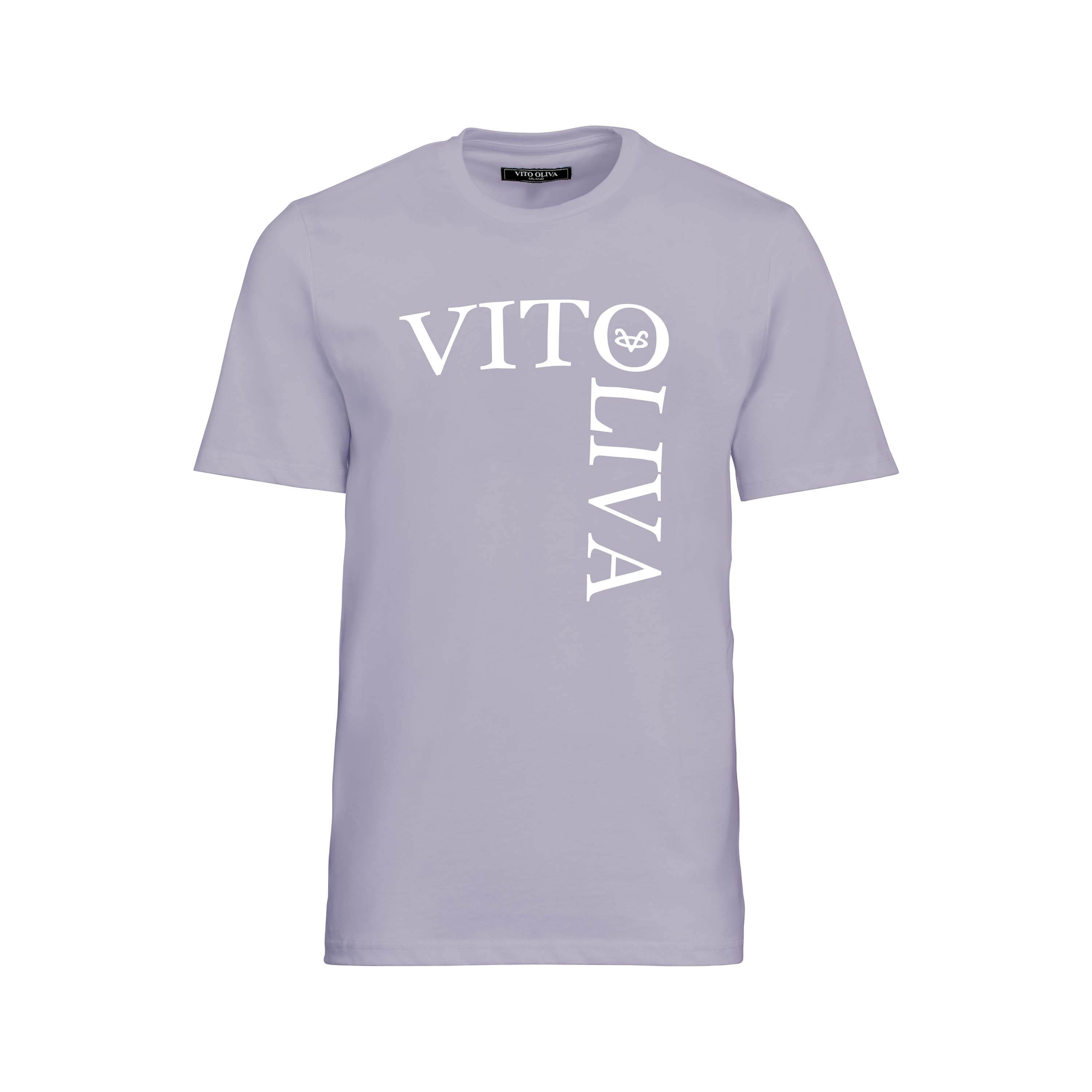 Vito Oliva Vertical Logo Extra Slim T-Shirt - 100 Lilac - Escape Menswear