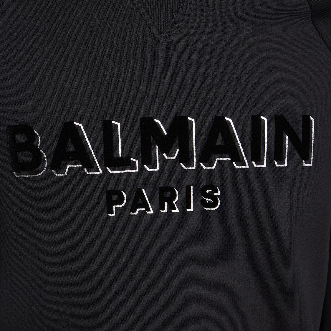 Balmain Flock Logo Sweatshirt - EJO Blk/Blk/S - Escape Menswear
