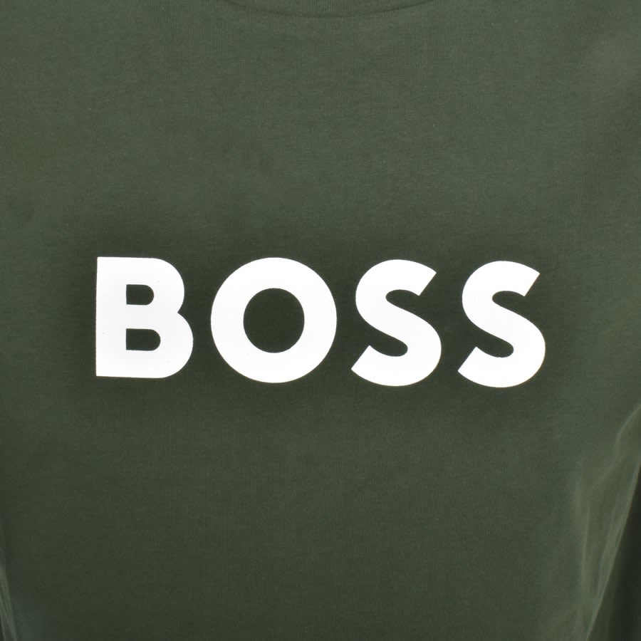 BOSS Black 50491706 T-Shirt Contrast Logo - 300 Khaki Green - Escape Menswear